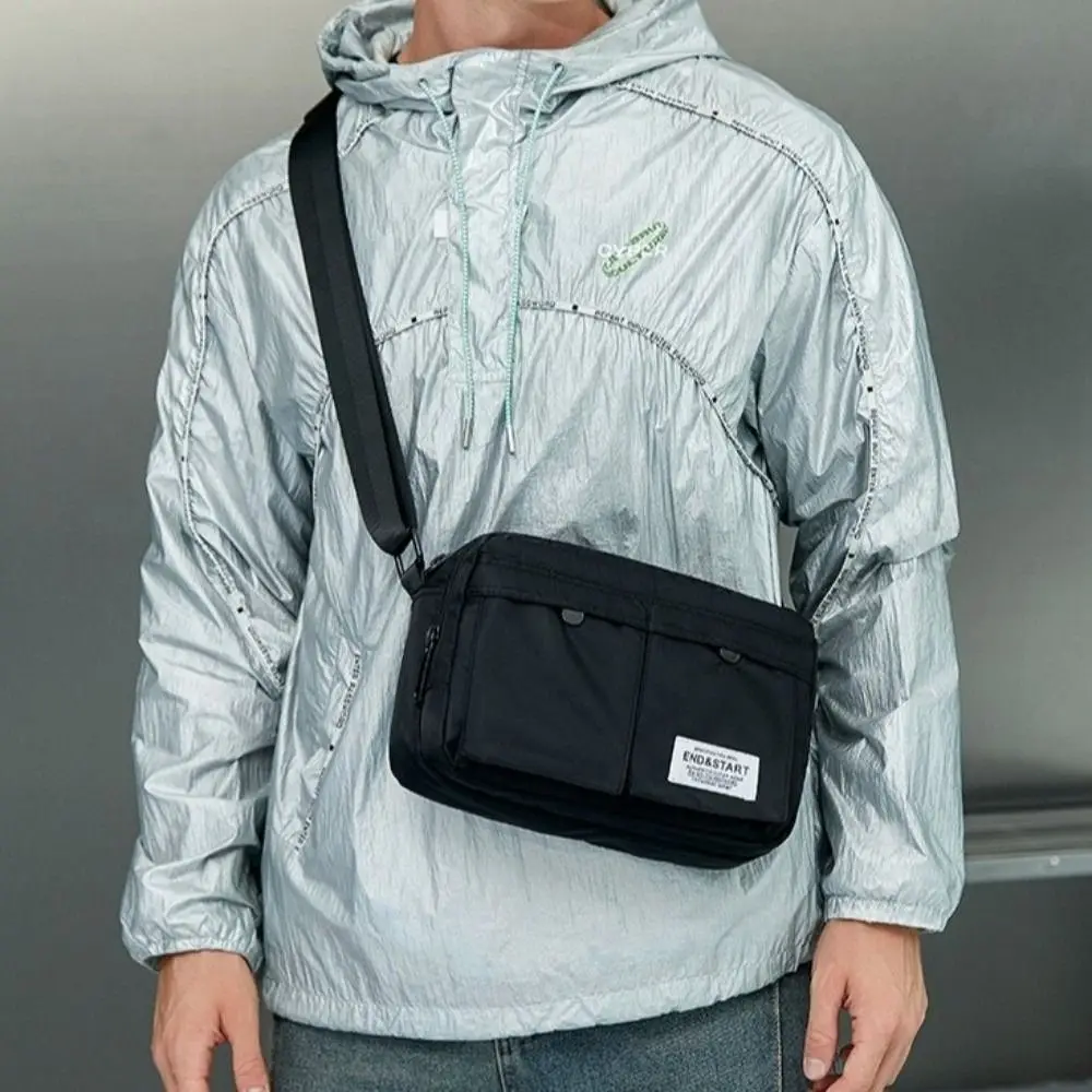 

Japanese Style Men Crossbody Bag Trendy Zip Closure Work Messenger Bag Casual Simple Design Male Shoulder Pouch College Teens