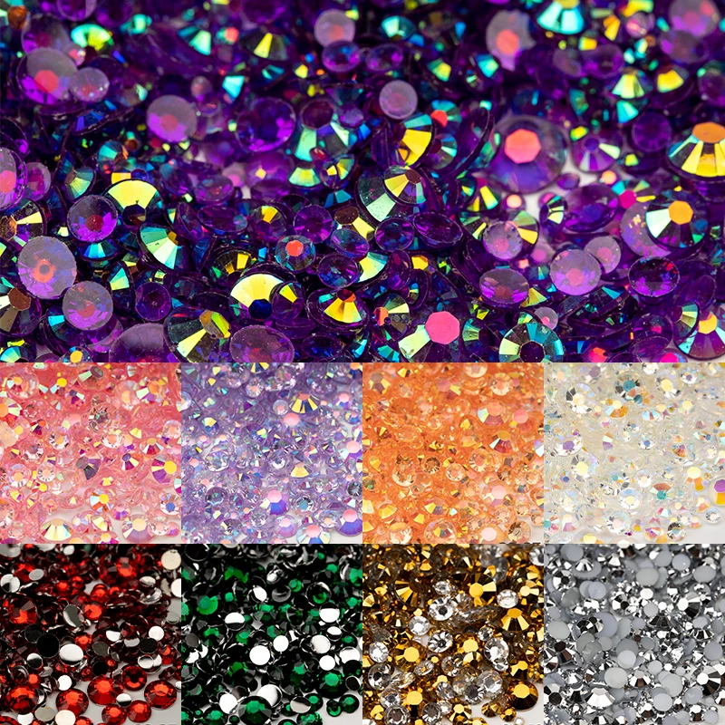VDD 30/100g Gemischte Größen 2-6mm Harz-Strass-Kristall-Flachsteine aus Kunststoff Großhandel DIY Nagelzubehör Kunsthandwerk Dekoration – Detail 3