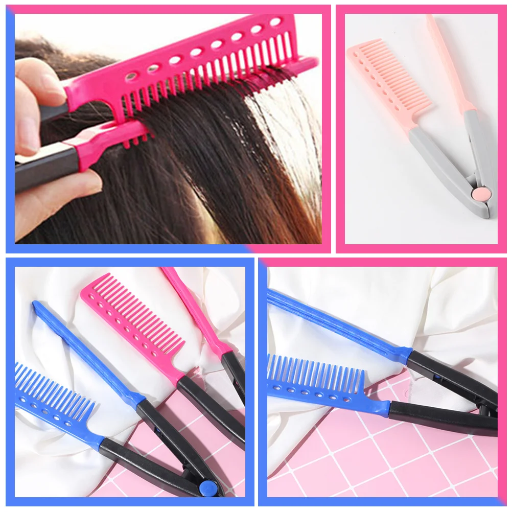 3 pcs Straightener Hair Hair Straightener Comb V-Shaped Styling Tool For Salon Portable Flat Ironing Hairdressing Comb