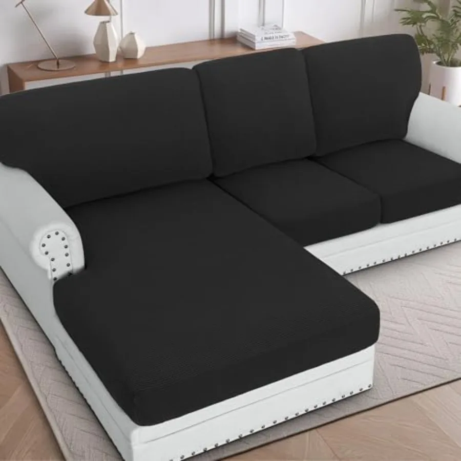 

Sectional Couch Covers 3 Pieces Sofa Seat Cushion Covers L Shape Separate Cushion Couch Chaise Cover for Both Left/Right Sectio