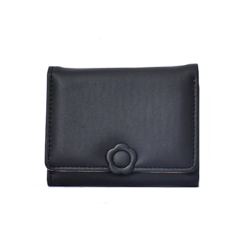 Moda couro do plutônio flor carteira curta multifuncional moeda bolsa dobrável multi-cartão saco de cartão de banco titular do cartão de viagem