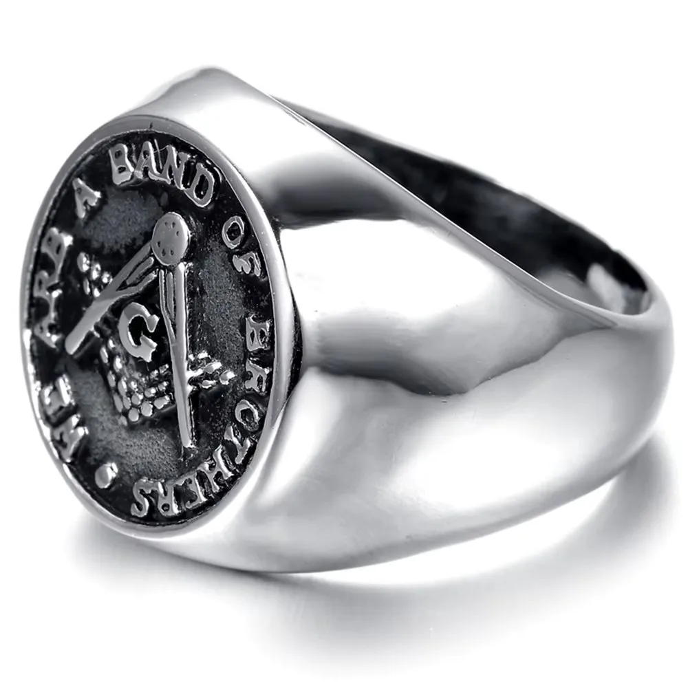 Vintage Men\'s Round Freemason Mason Templar Masonic Ring US SIZE 7/8/9/10/11/12/13/14/15