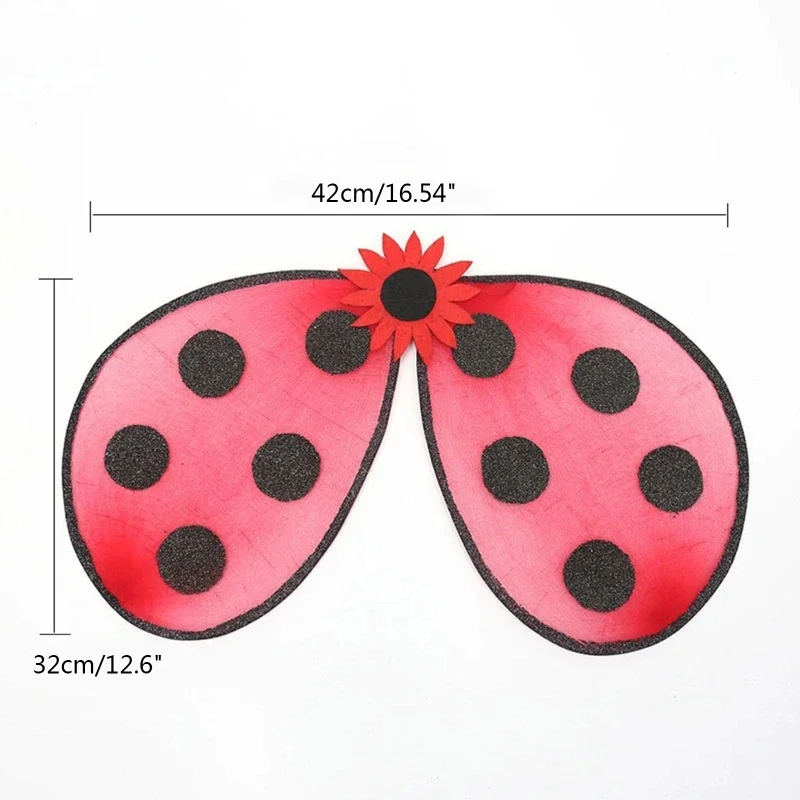 Joaninha fada fantasia para meninas, asa de anjo, vestido de festa, extravagante, vestir-se