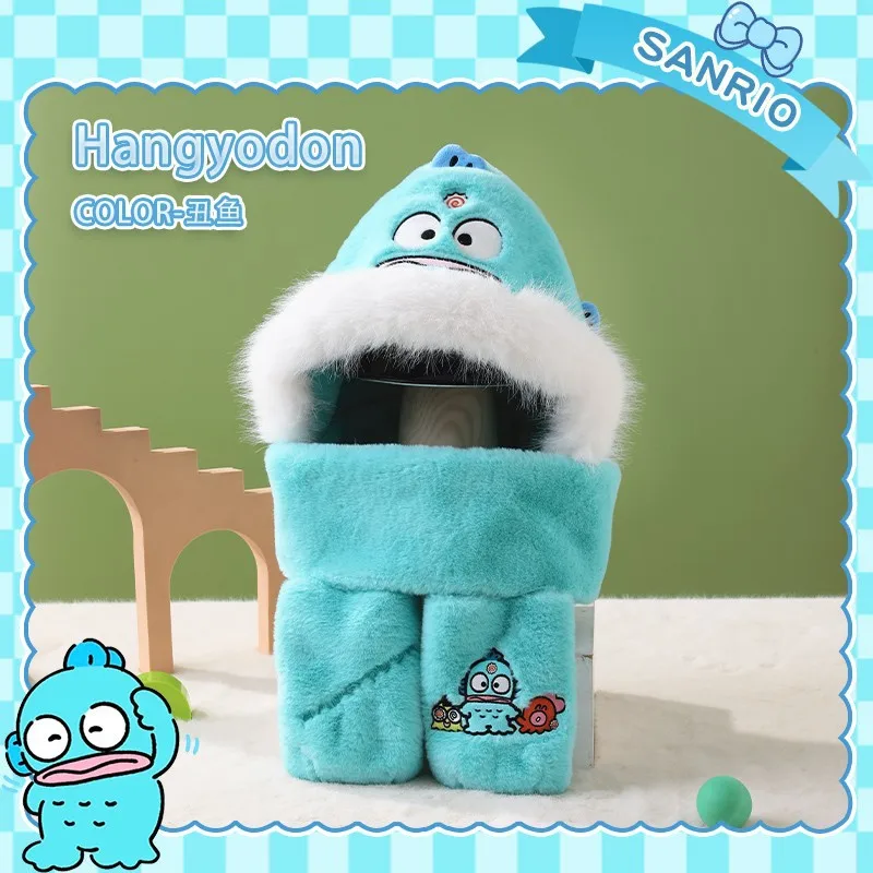 Genuino Sanrio Cinnamoroll My Melody Kuromi niños lindo cálido felpa invierno protección para los oídos guante bufanda a prueba de frío regalo de una pieza