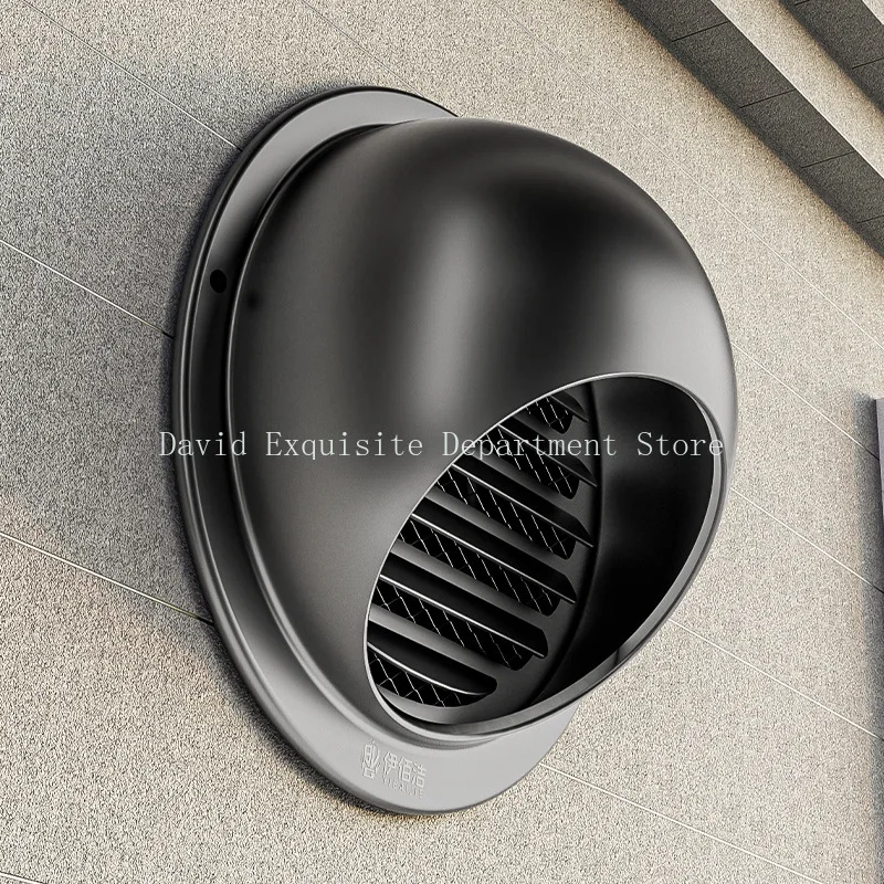 Grey 304 Stainless Steel Vent Cap Rainproof Exterior Wall Air Outlet Grille Round Heating Cooling Vent Cover 70-200MM