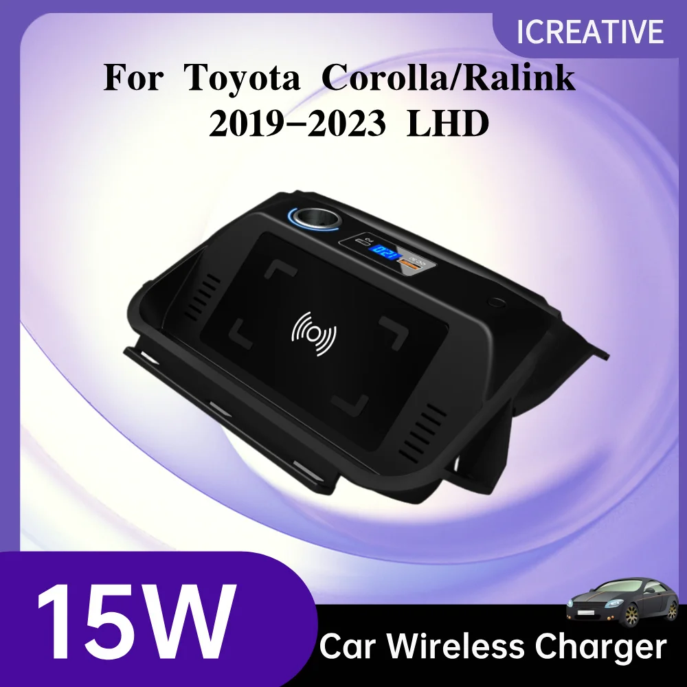 Car Charger 15W QI Wireless Charger For Toyota Corolla/Ralink 2019-2023 LHD Fast Charging Plate Phone Holder Accessories