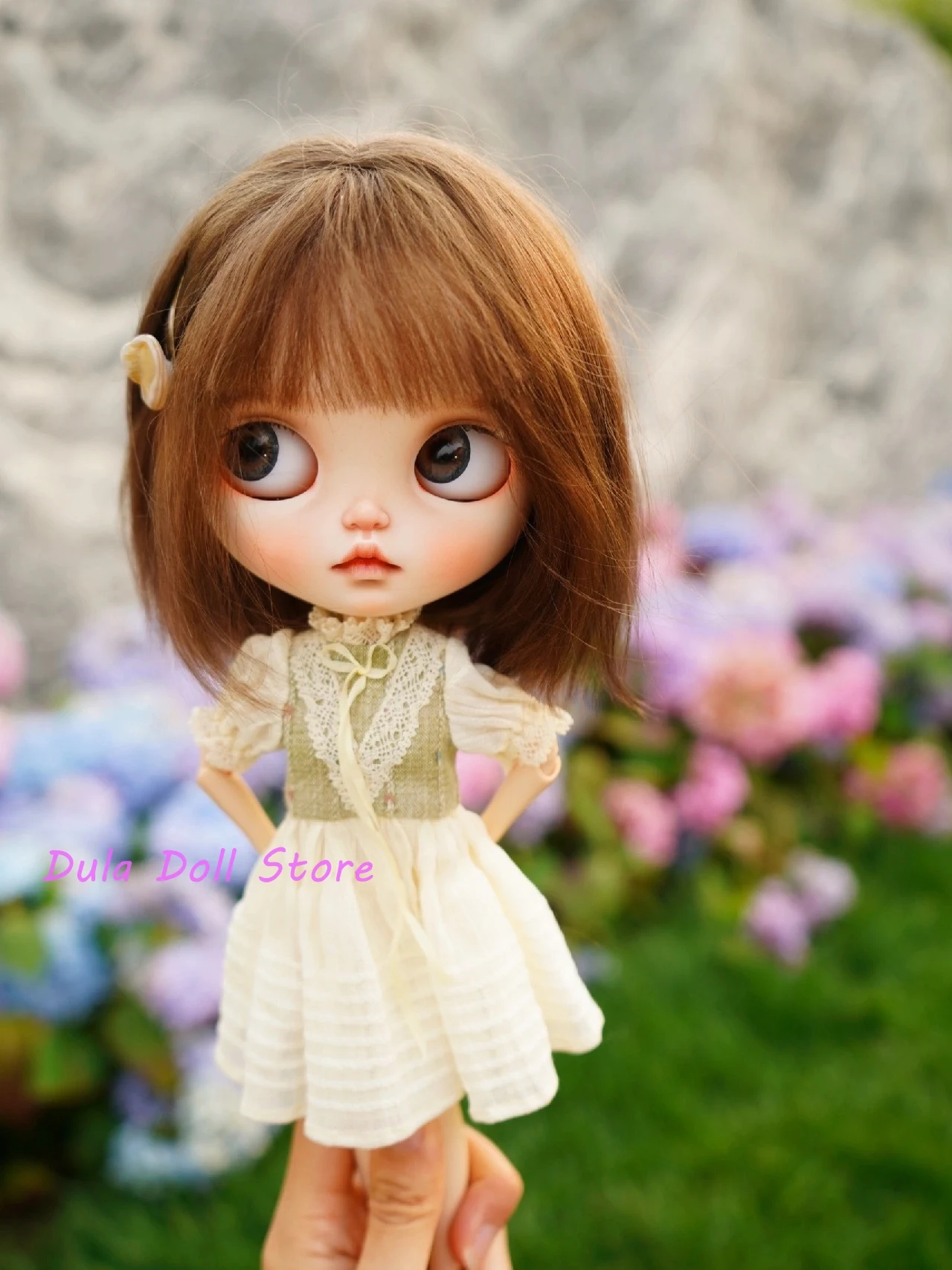 

Dula Doll Clothes Dress Farrét patchwork linen hat dress ob24 ob22 Azone Licca ICY JerryB 1/6 Bjd Doll Accessories