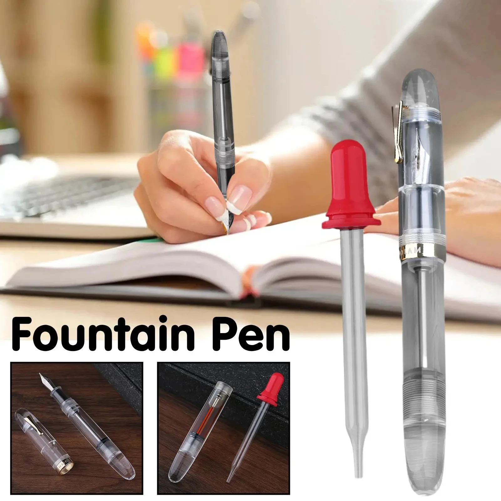 MAJOHN C4 Transparent Fountain Pen Leak Proof Large Capacity Ink Pen Luxury office Student Stationery Accessories Write Smooth