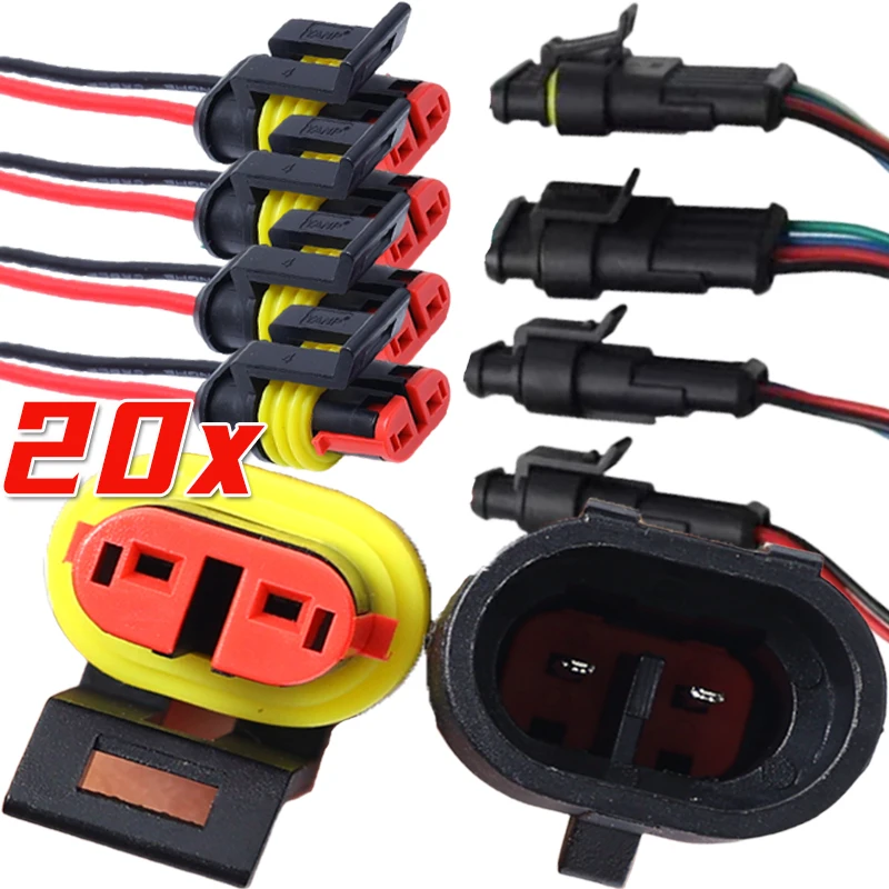 

2P Car Waterproof Connector Car Wire Connector Plug Truck Harness Strap 15CM Cord 5/6/10pairs for Cars Vehicles and Motorcycles