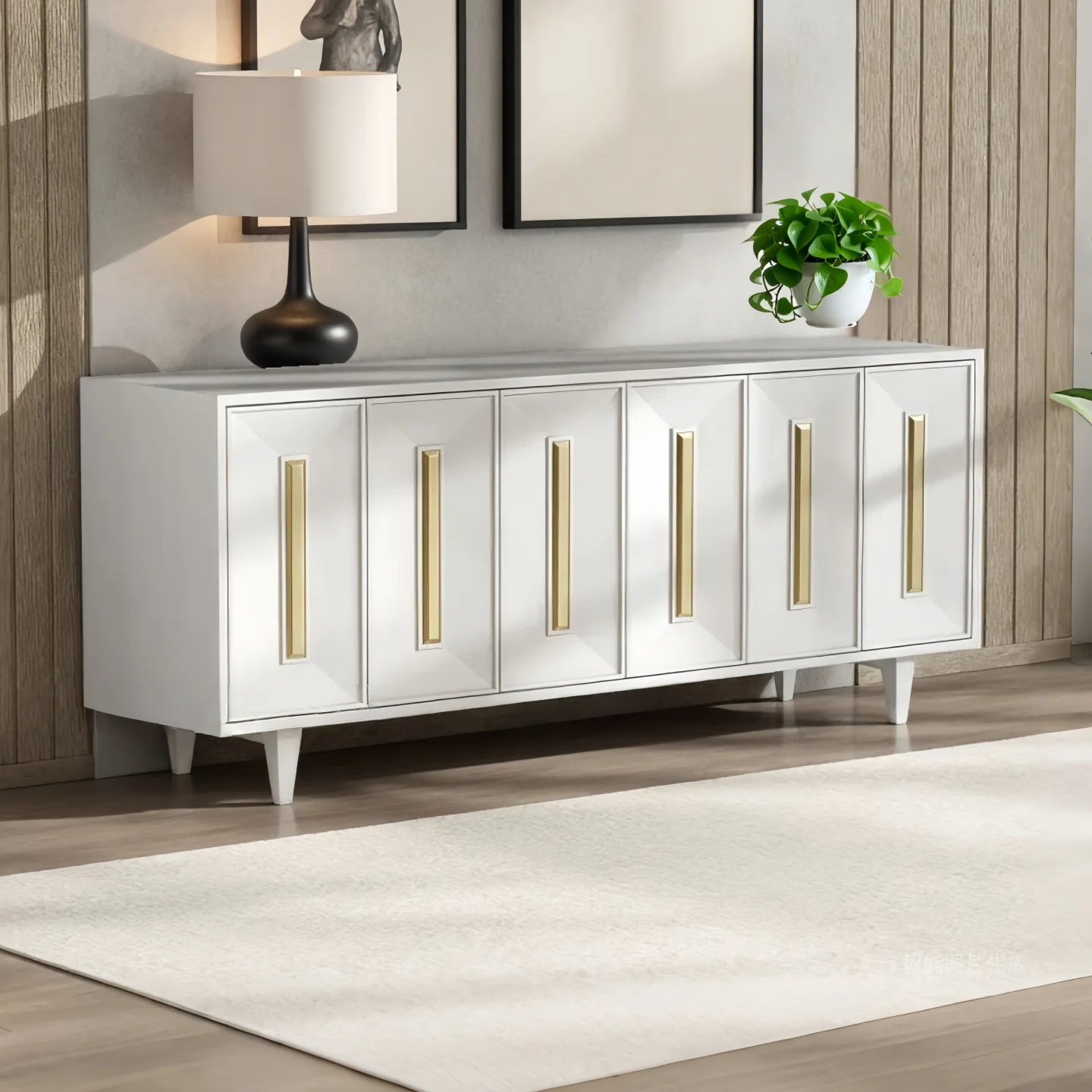 LX light luxury paint dining side cabinet solid wood retro decorative cabinet modern simplicity