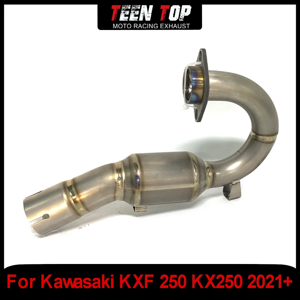 Motorcycle Escape Exhaust Muffler Slip on For Kawasaki KXF/KX 250 Exhaust Header Link Pipe 2021+ Titanium Alloy Connect To Stock