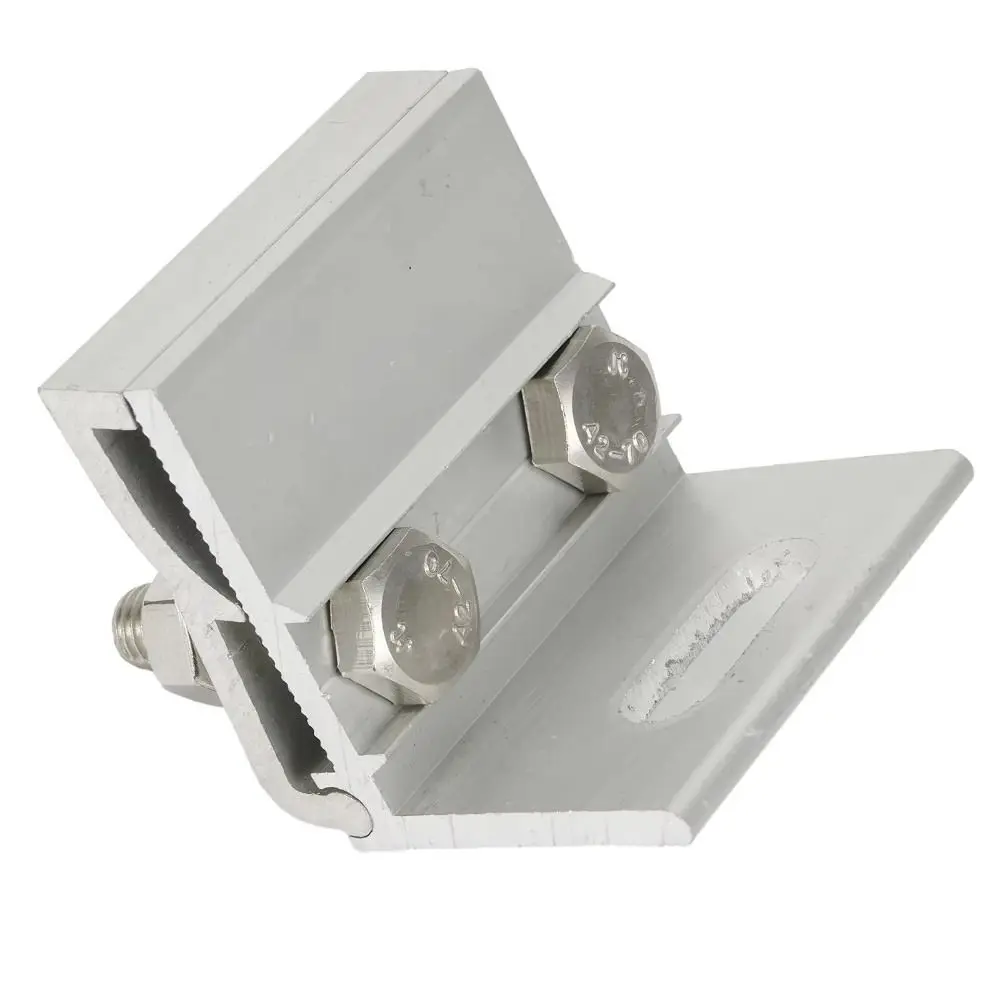 1Pcs Aluminum Alloy Solar Panel Clamp Silver Stainless Steel Bolts Standing Seam Clamp Anodized Serrated Bite Structure