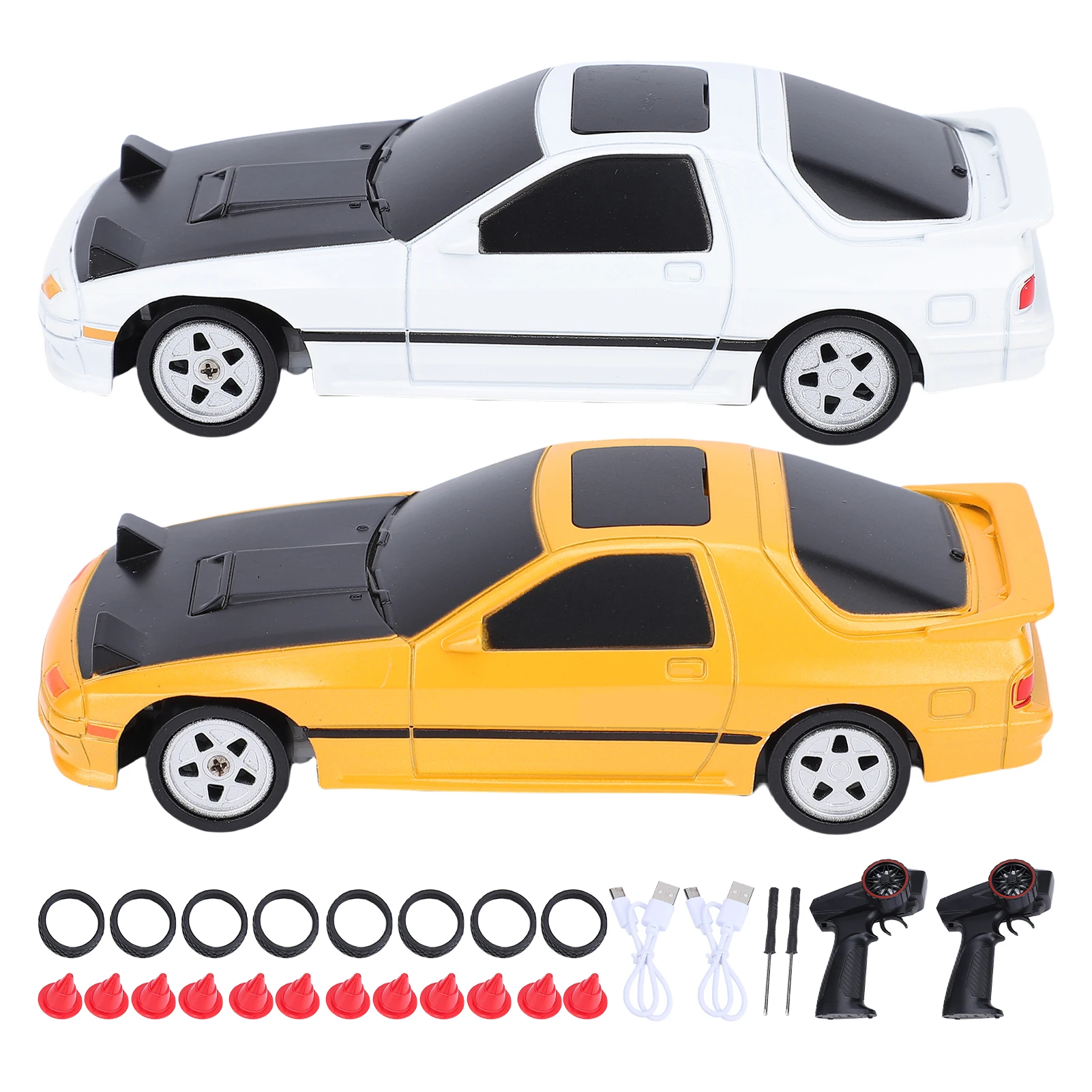 Mini RC Drift Auto 2.4G 4WD Afstandsbediening Raceauto Speelgoed met verwisselbare banden LED Verlichting voor binnen en buiten driften