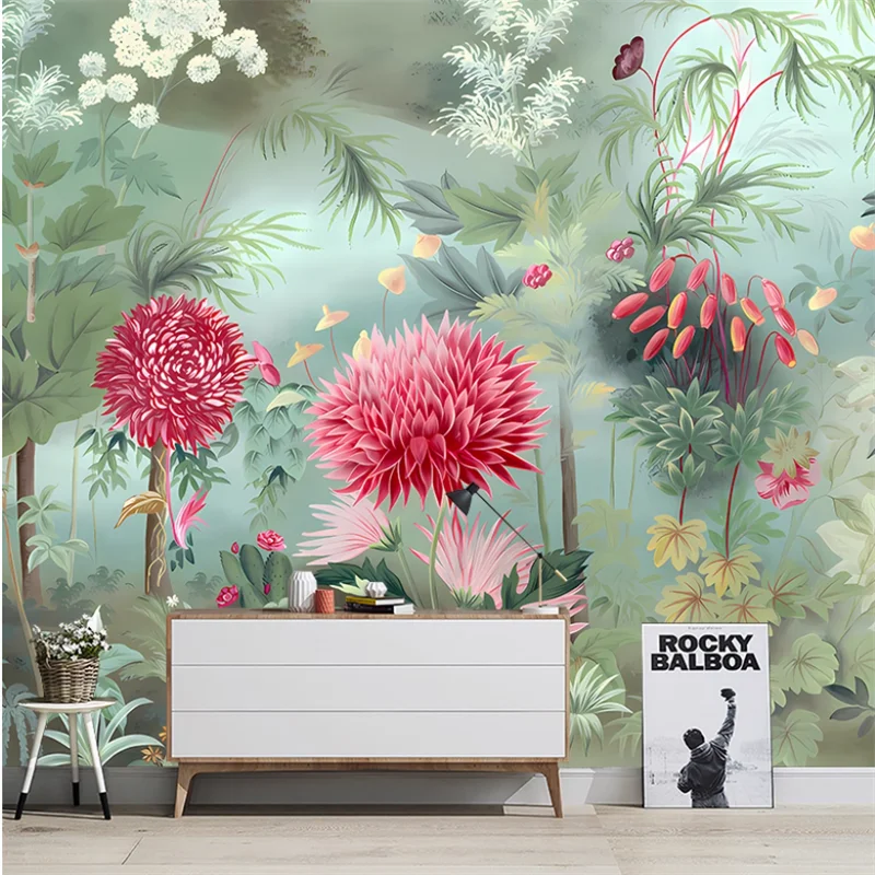 

Фреска на заказ 3D европейские ретро обои современный минималистский завод тигр ниша ресторан диван фон стена спальня пленка фреска