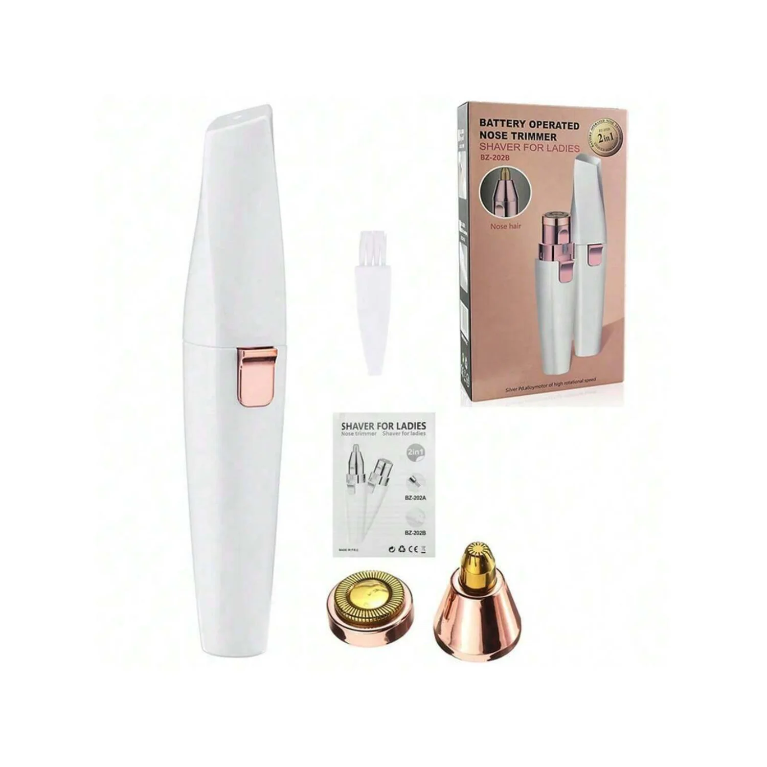 Recortador y afeitadora de cejas recargable por USB para mujer, mini depiladora 2 en 1 para pelo de nariz, cejas, labios y cara