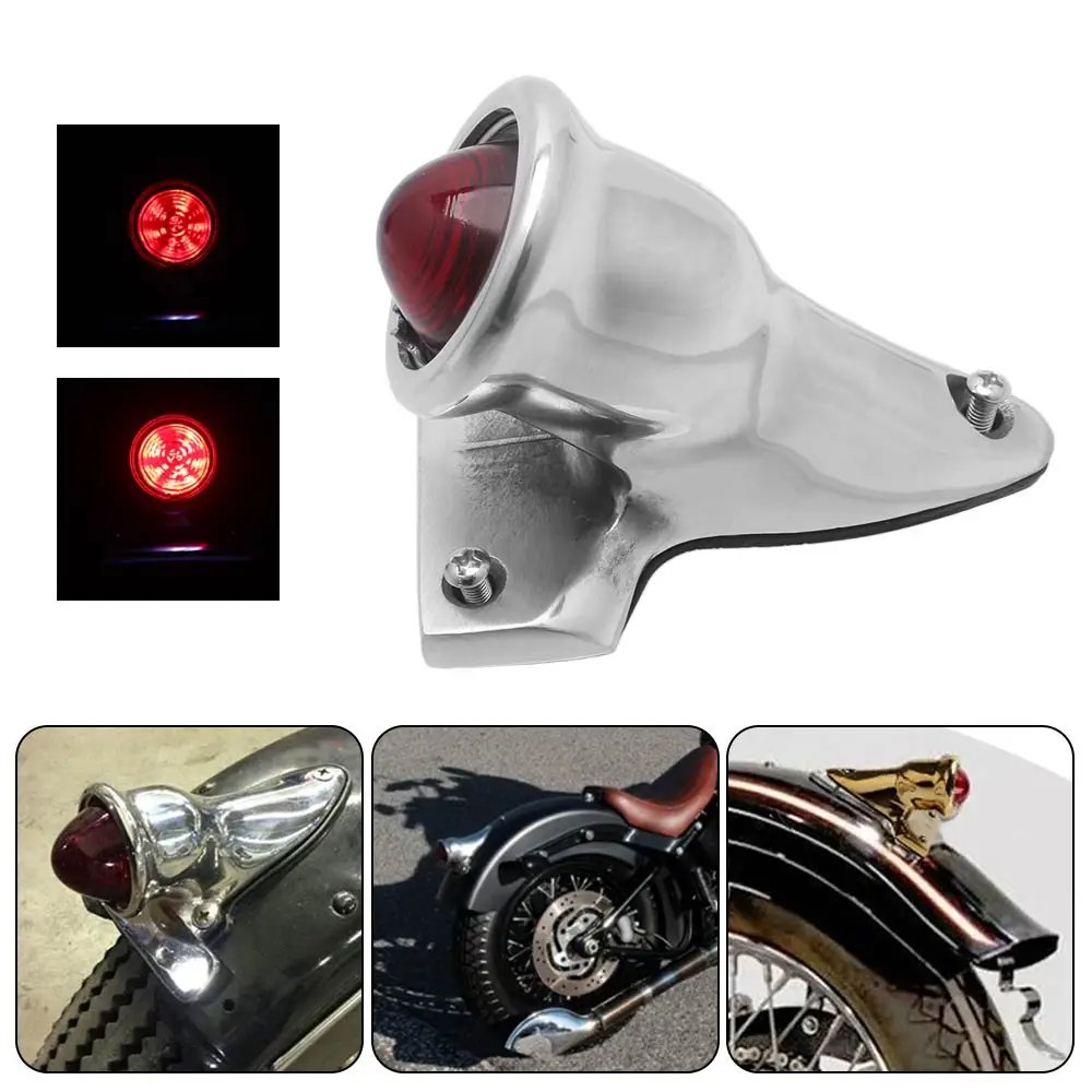 

For Harley Bobber Choppers Accessories Universal Motorcycle LED Rear Tail Brake Light Vintage DRL Running Lamp w/ Bracket