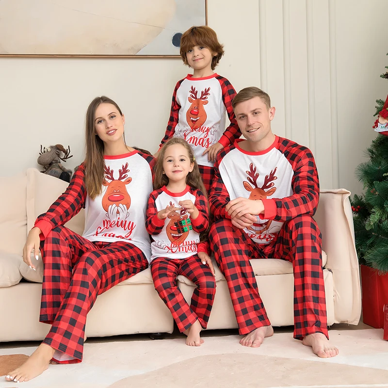 Xmas Family Pajamas Matching 2024 New Year Christmas Outfits Adult Dad Mother And Daughter Son Sleepwear Baby Boys Girls Clothes