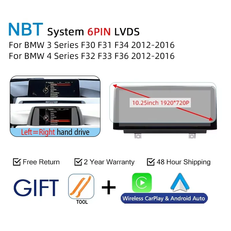 CarPlay Scherm Voor BMW 1 2 3 4 Serie F20 F21 F30 F31 F32 F33 F34 Auto Multimedia Speler Draadloze Carplay Android Auto