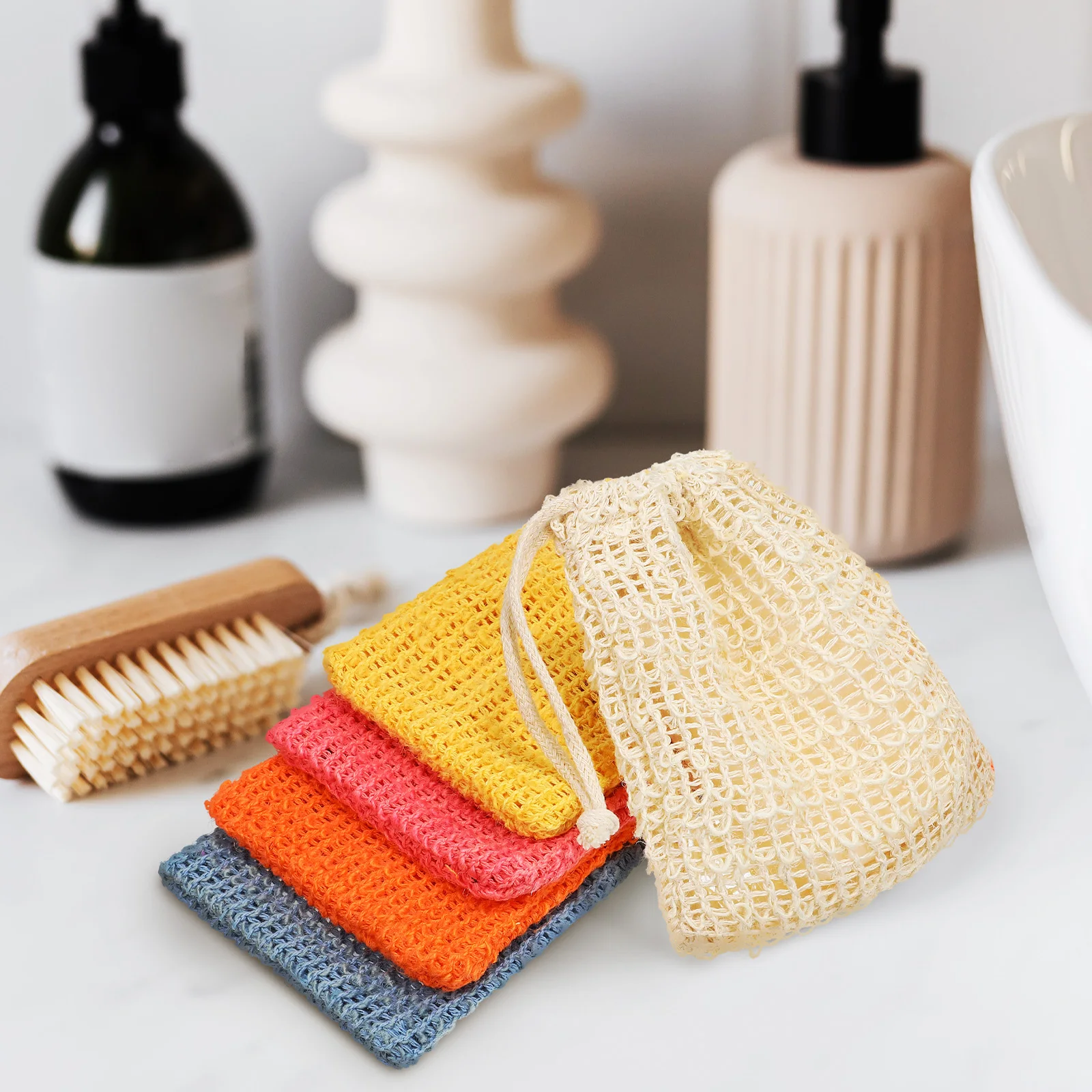 

10 pcs Cotton Linen Bags Eco-Friendly Exfoliating Saver Pouches For Shower Storage Drawstring Soap Holders Reusable Bathroom