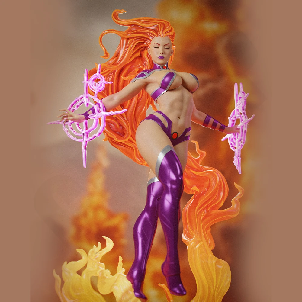 

1/24 Flame Sexy Girl Resin Figurine Toy Unpainted GK Doll Unassembled 3D Print Assembly Miniature Reduction Statue Toys