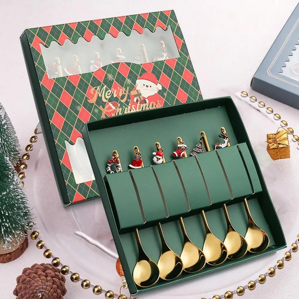 

Christmas Utensils Festive Spoon Fork Set Festive Stainless Steel Cutlery Set with Christmas Decorations for Home Decoration