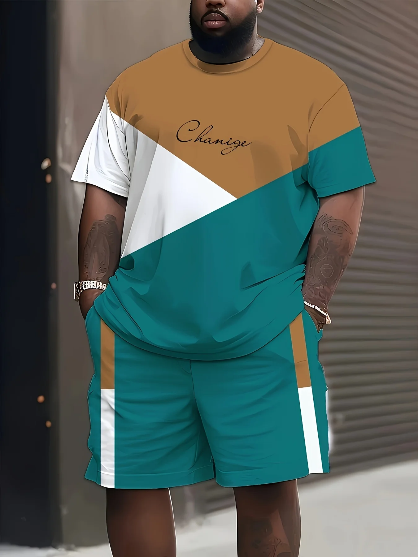 Summer Large Size Men's Clothing 3D Printed Short Sleeve Top Shorts 2-piece Set Outdoor Casual T-shirt Drawstring Shorts Sets view 5