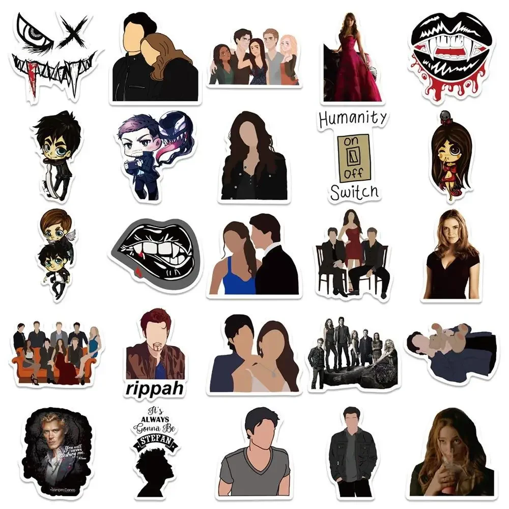 50 قطعة يوميات مصاص الدماء برنامج تلفزيوني ملصقات مائي DIY بها بنفسك محمول الأمتعة سكيت الغيتار دفتر الهاتف ملصق الاطفال اللعب الهدايا #4