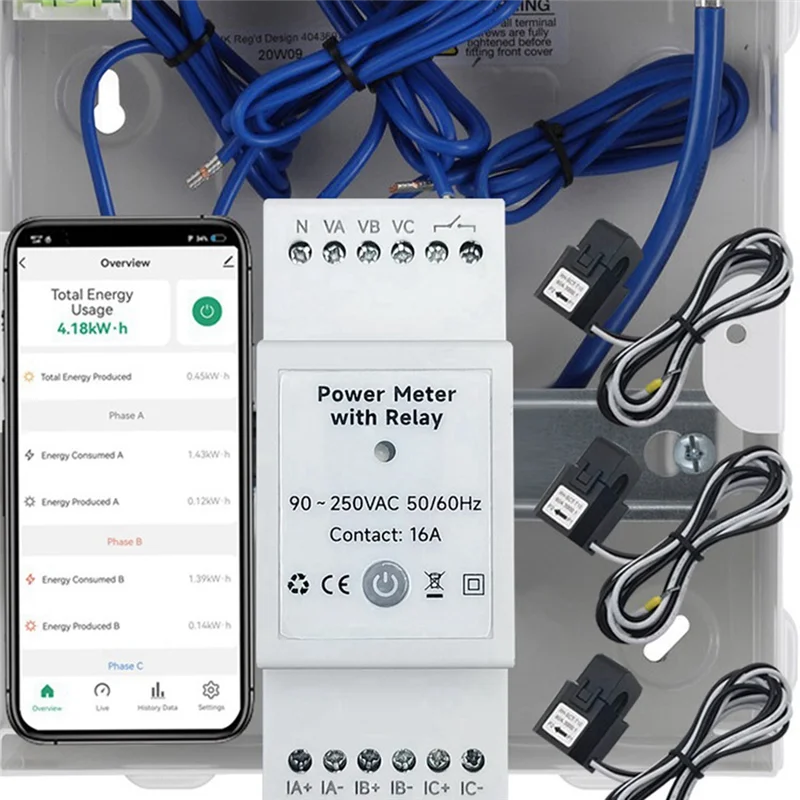 Contatore di energia Wi-Fi leader-Tuya Smart Life bidirezionale trifase con interruttore a contatto secco App Monitor 80A AC110V/240V