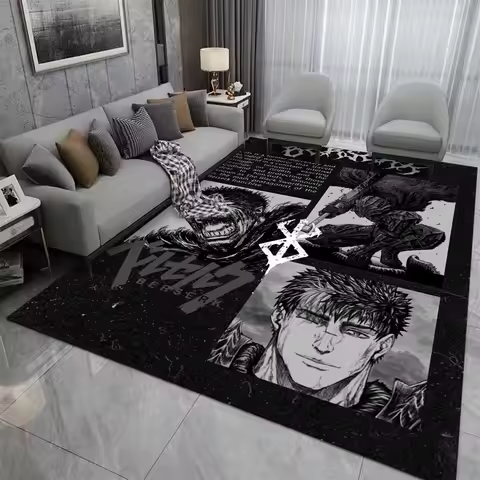 MINISO B-Berserk Guts Anime Carpet Boy's Bedroom Rug Living Room Gaming Floor Mat Nonslip Rug Washable Lounge Mats Gift