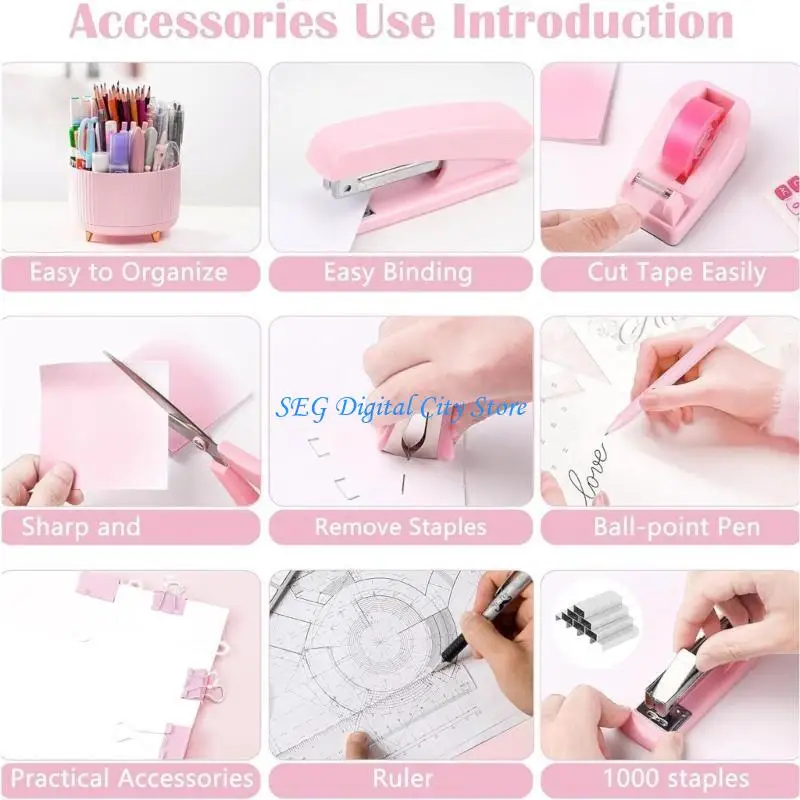 

U75B Large Capacity Pencil Holder Rotating Pen Holder Scissors Staple School Supplies