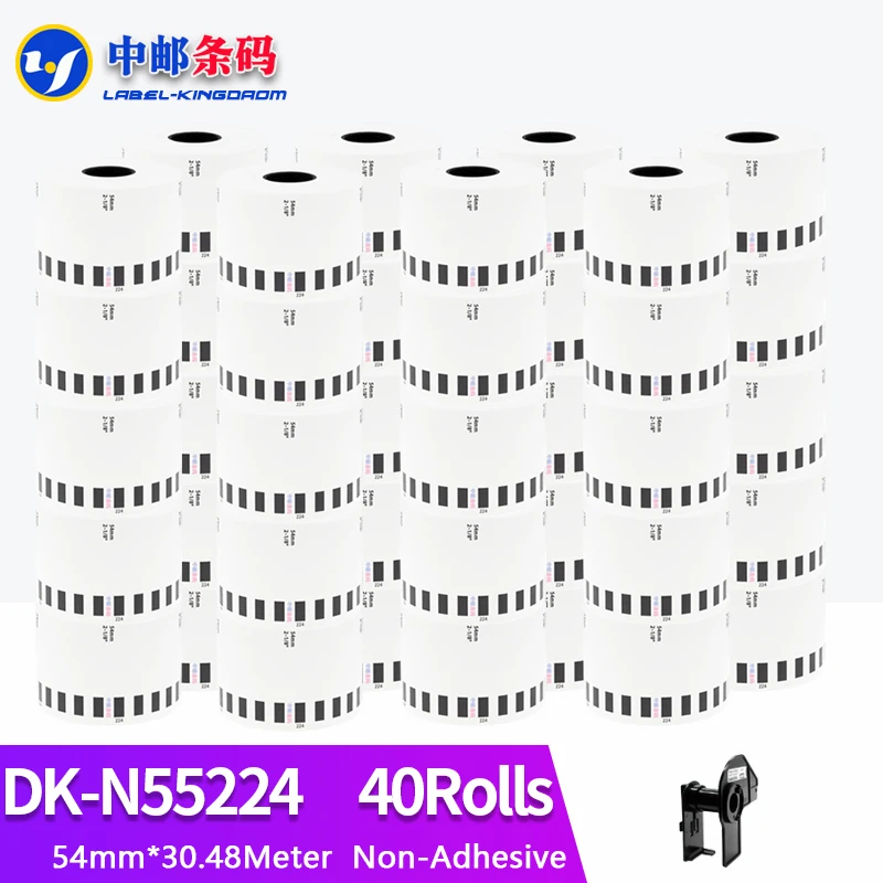 40 Rolls Generic DK-N55224 Label Non-Adhesive 54mm*30.48M Continuous Compatible for Brother QL-700 QL-800 Thermal Printer