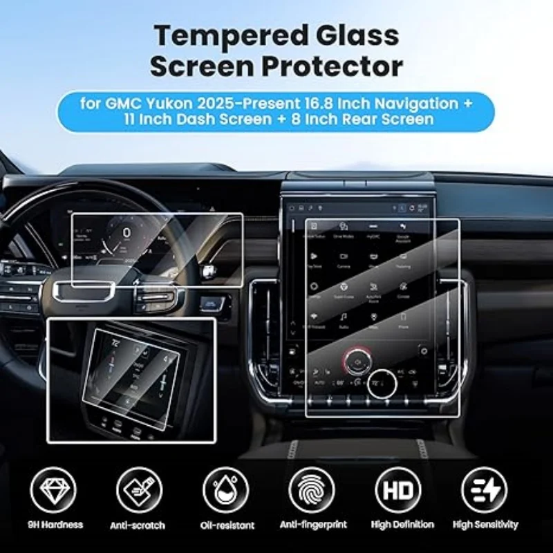 16.8 Inch Navigation11 Inch Dashboard Navigation Tempered Glass Touch Screen Protective Film For GMC Yukon 2025 2026