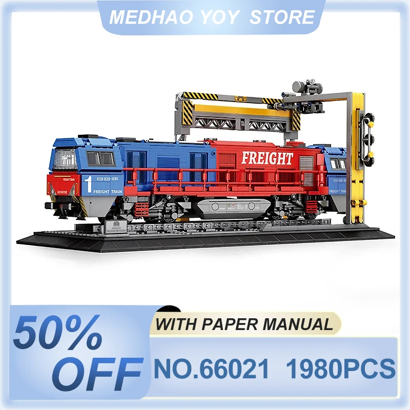 

Technical City Trains MOC 66021 G2000 European Freight Train Model Building Blocks Brick Toys for Chridren Christmas Kids Gift