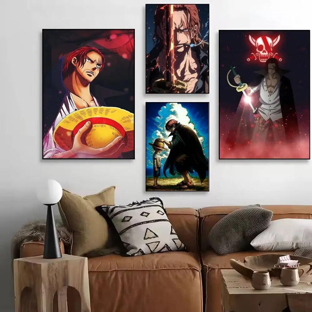 1pc Anime One Piece Shanks Posters HD Print Vintage Wall Art Decor for Home Study Room