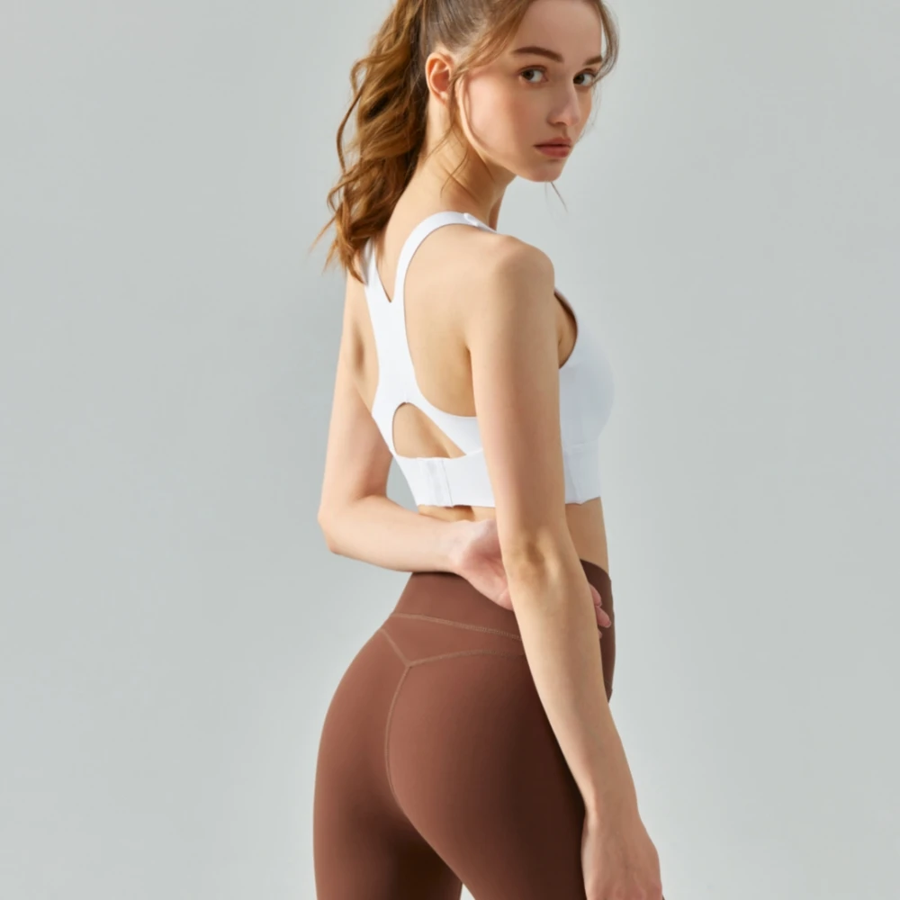 Emily roupas esportivas traceless composto yoga sutiã integrado almofada no peito beleza volta esportes tanque superior uma peça fivela traseira sutiã de fitness