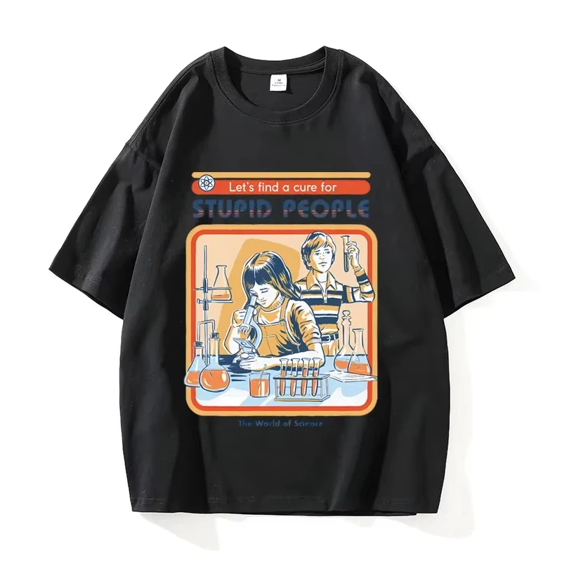 

Футболка с надписью «A Cure for Stupid People» для мужчин, дышащая, свободного кроя, в стиле Харадзюку, повседневная, с коротким рукавом, парная футболка