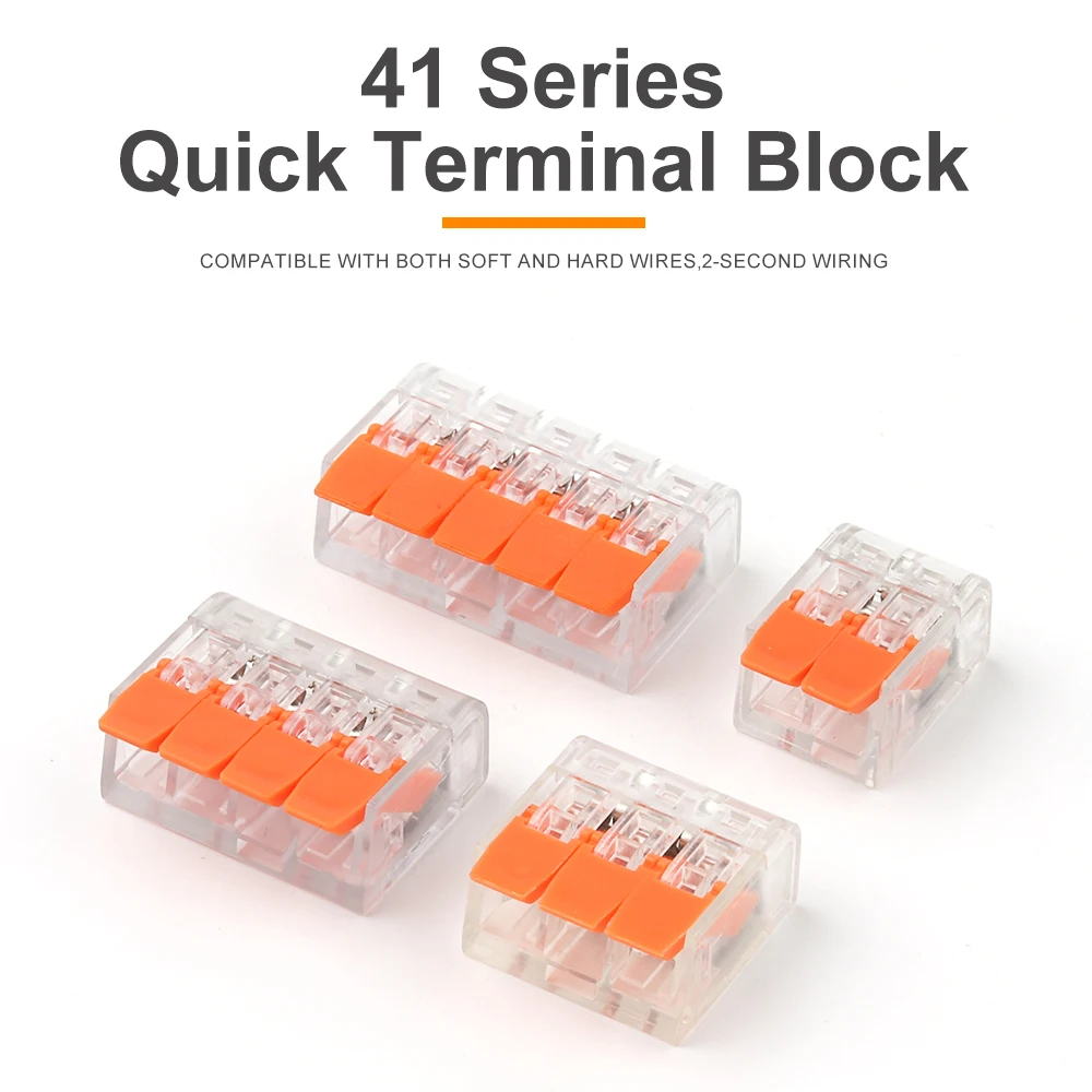 10PCS Transparent Universal Compact Quick Lever Wire Connector Push-in Cable Wiring Terminal Block Home Junction box AWG24-12