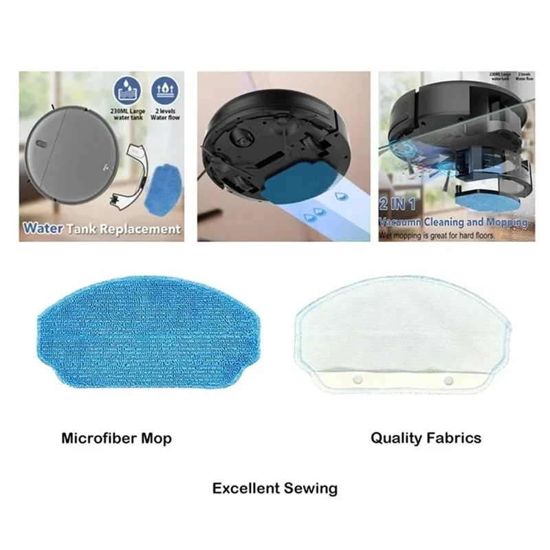 

A98I-For Teendow BR151 Vacuum Robot Replacement Accessories,Side Brush Mop Cloth HEPA Filter Efficient Spare Cleaning Parts