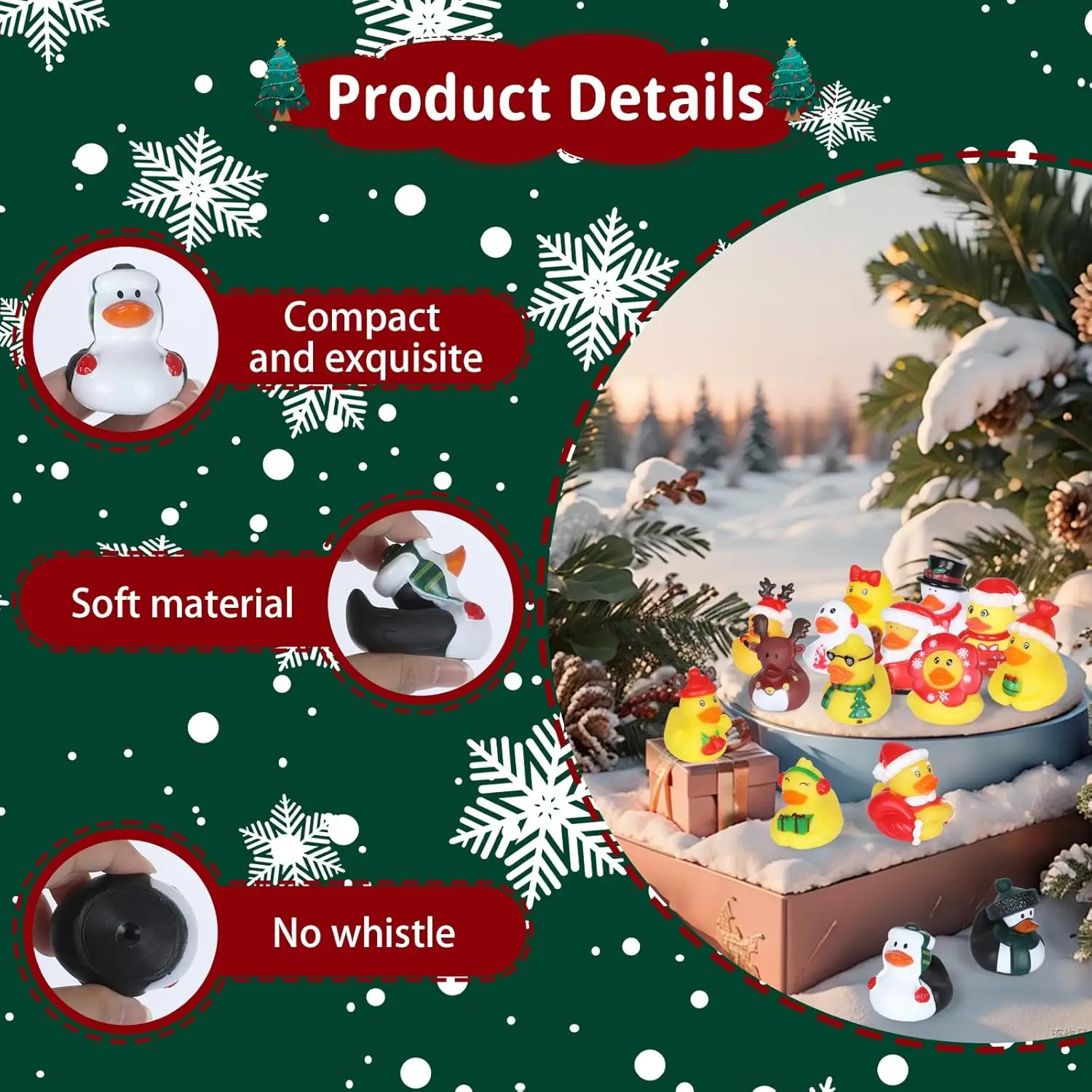 Weihnachts-Enten-Adventskalender 2024, 24 Gummienten für Jungen, Mädchen, Kinder und Kleinkinder, Weihnachts-Countdown-Partygeschenke