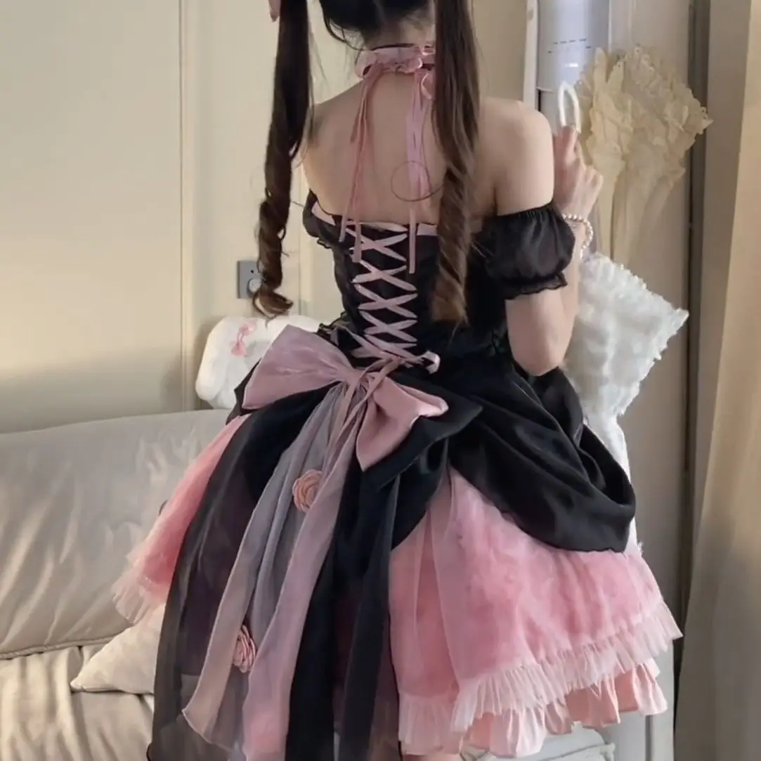 Japan Rose Lolita Jurk Bruiloft Elegante Visgraat Escape Zware Industrie Pluizige Staart Verjaardag