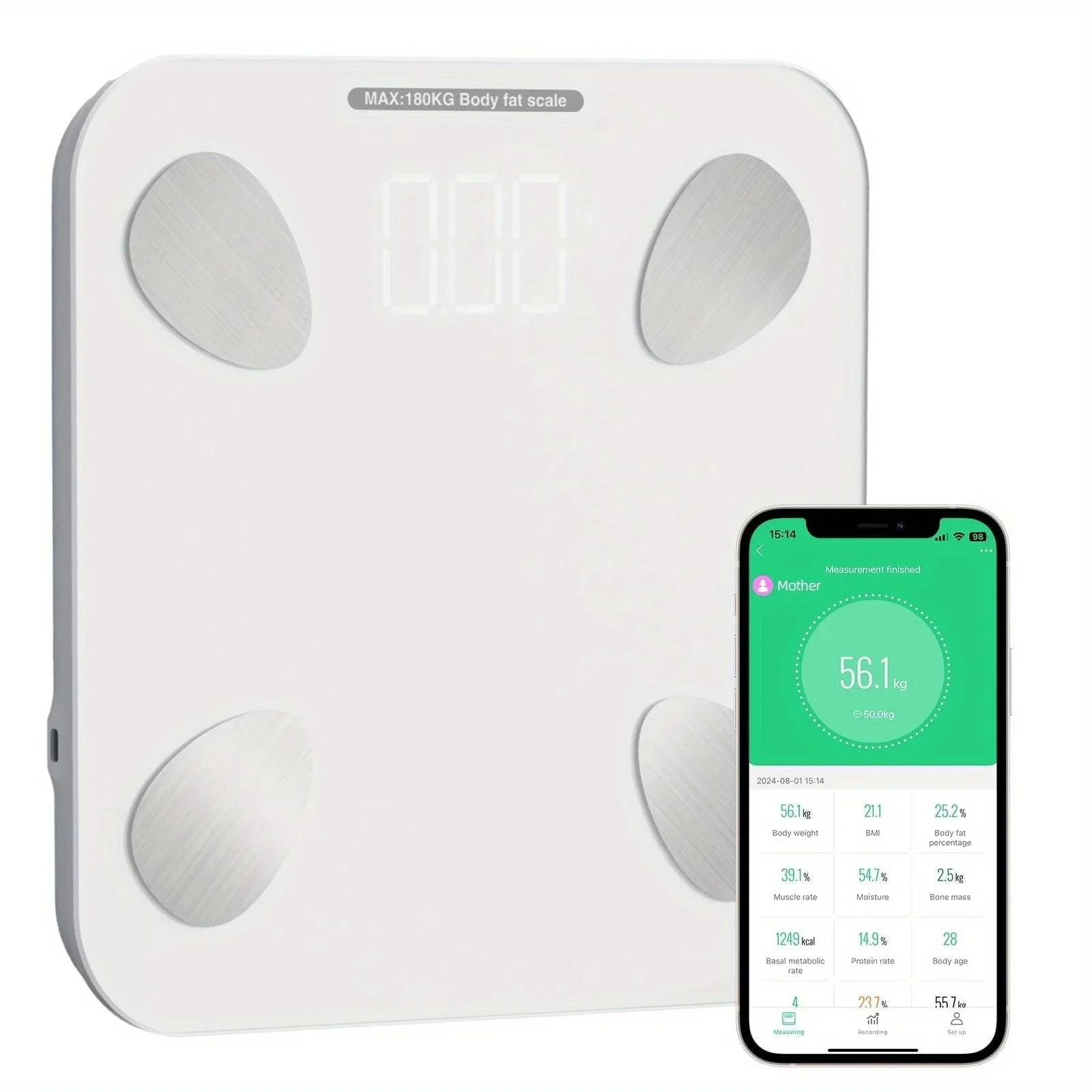 

1 Smart Scale, Smart Weight Analyser With APP, 400 Lbs, Battery Powered, Daily Weight Tracking, Essential Tool For Home Use