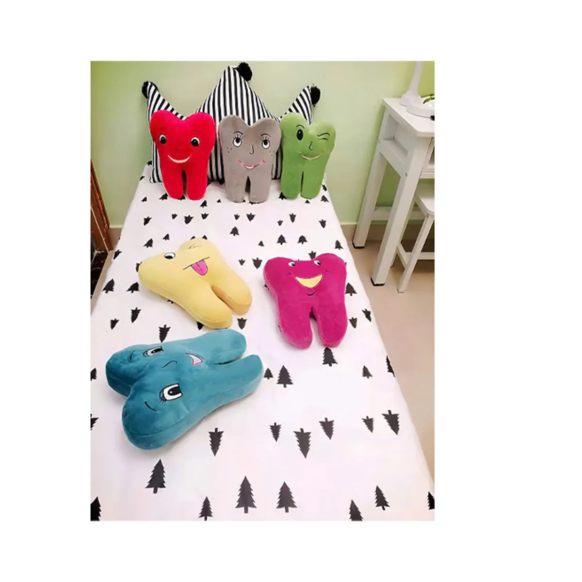 Lindas muñecas simuladas de dientes para clínica dental, regalo decorativo, juguete de peluche de Navidad, almohada rellena, niños, amigos, cumpleaños, Color diario: