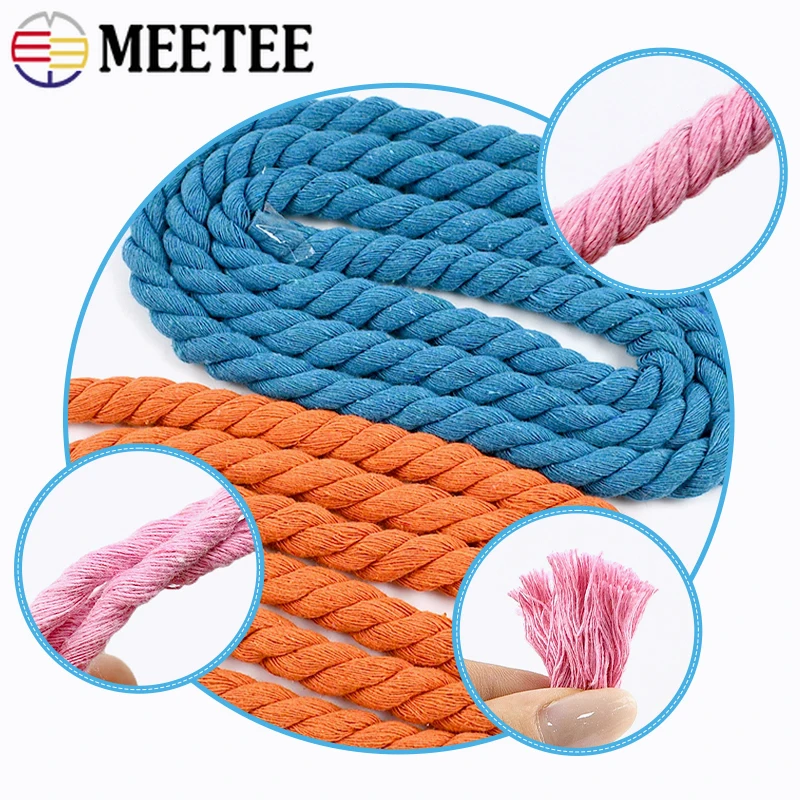 5 متر Meetee 5-20 مللي متر 3 أسهم حبل القطن الملتوي الملونة نسج الحبال مكرميه الحبال المواد الحرفية إكسسوارات ديكور منزلي #4