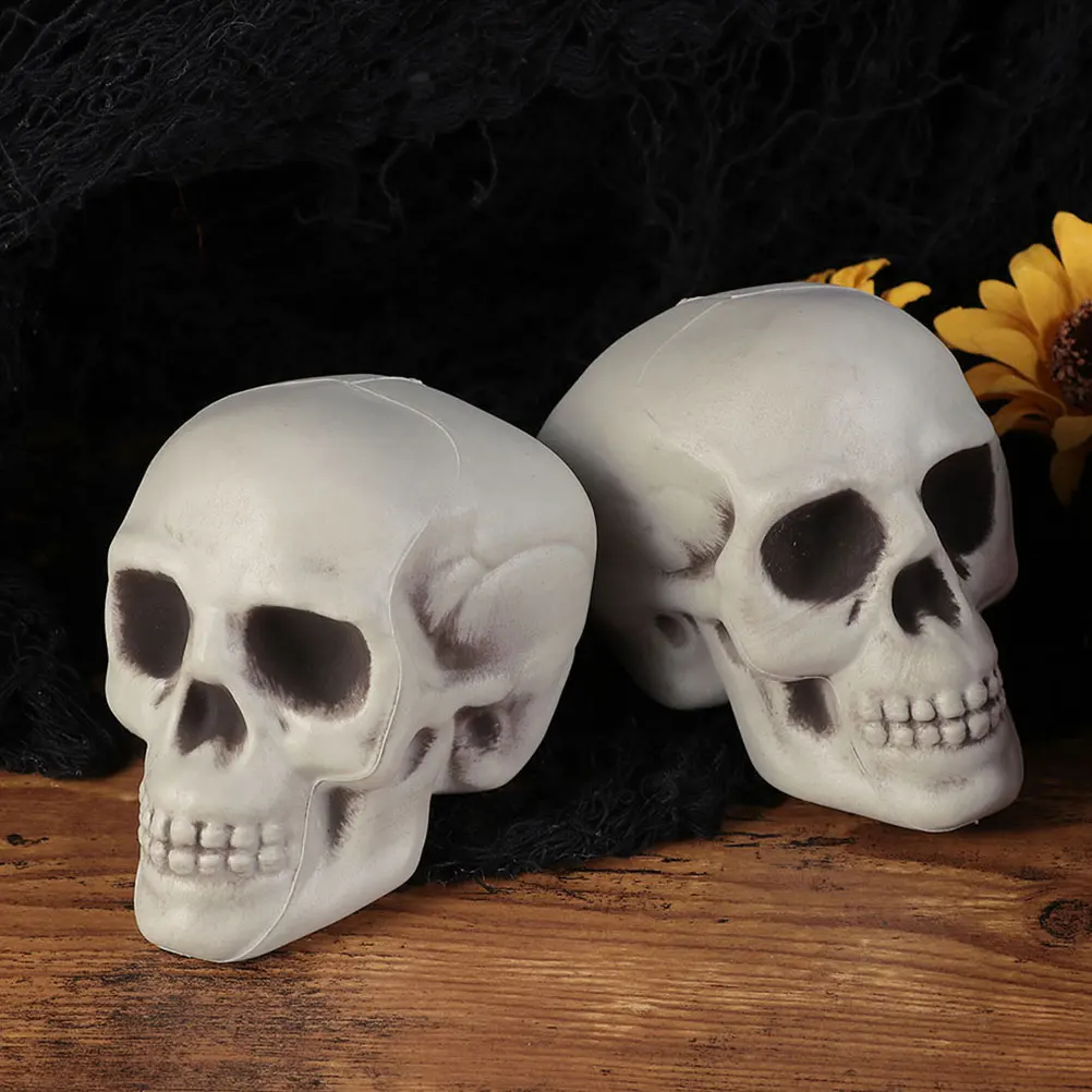 

3 Pcs Statue Skull Props Decorations Large Plastic Halloween Simulation