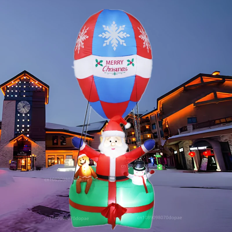 2.7 متر عيد الميلاد نفخ سانتا كلوز ركوب بالون ساخن المدمج في مصباح ليد داخلي في الهواء الطلق ساحة تقليم حديقة متعة عطلة الطرف الدعامة