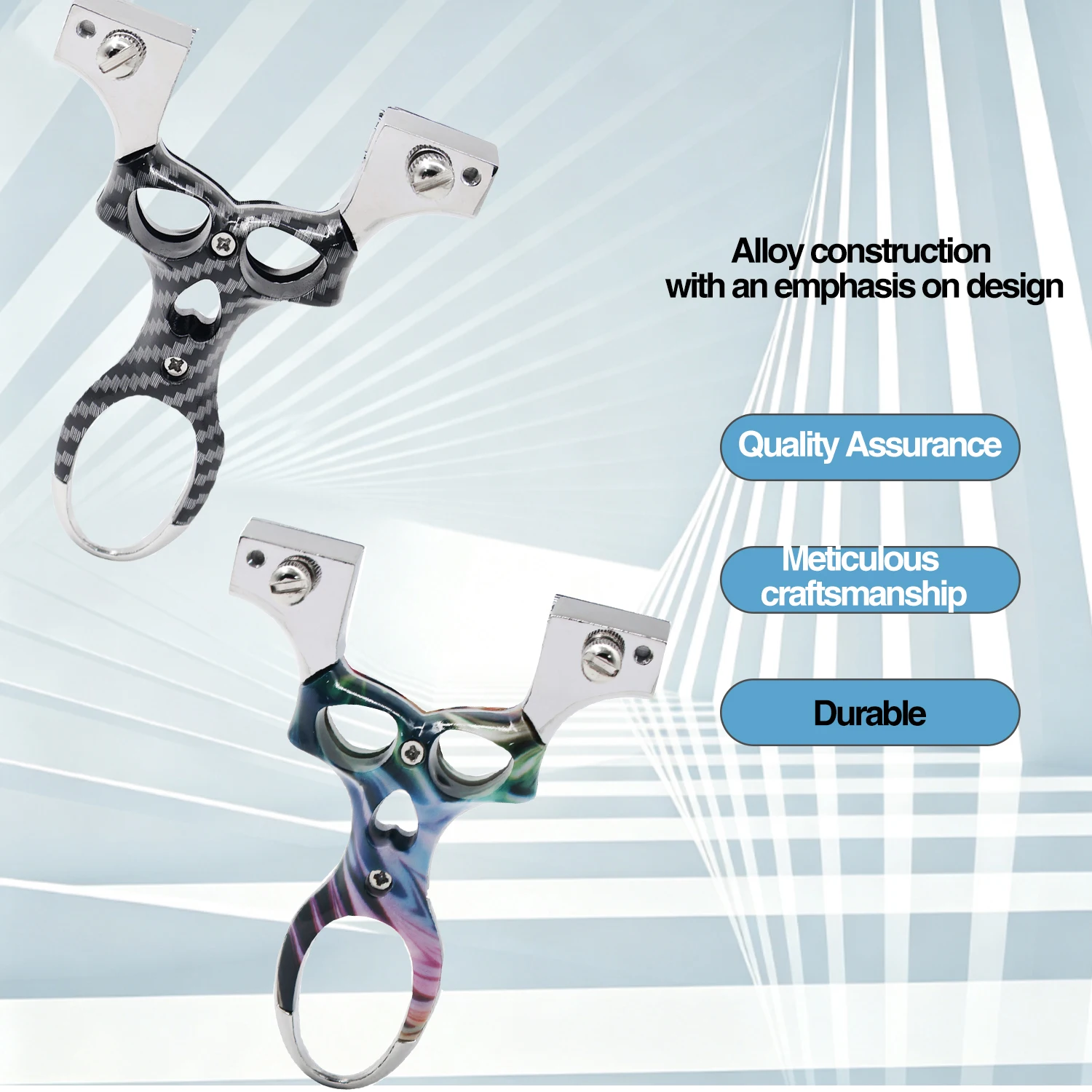 Zinc Alloy Y-Shaped Slingshot Flat Top Clamp Spirit Level Alien Cutouts Carbon Fiber & Starry Handle Outdoor Practice
