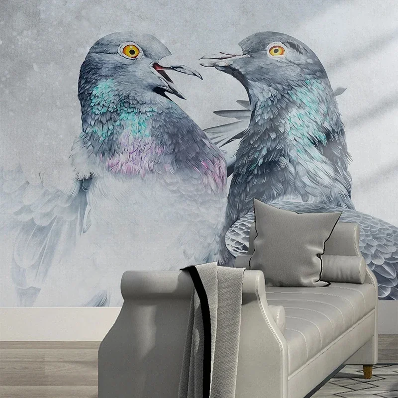 

Custom 3D Wallpaper Pigeon Lovers Birds Photo Mural Paper Canvas Backdrop Wall Hanging Decorative Painting Home Improvements