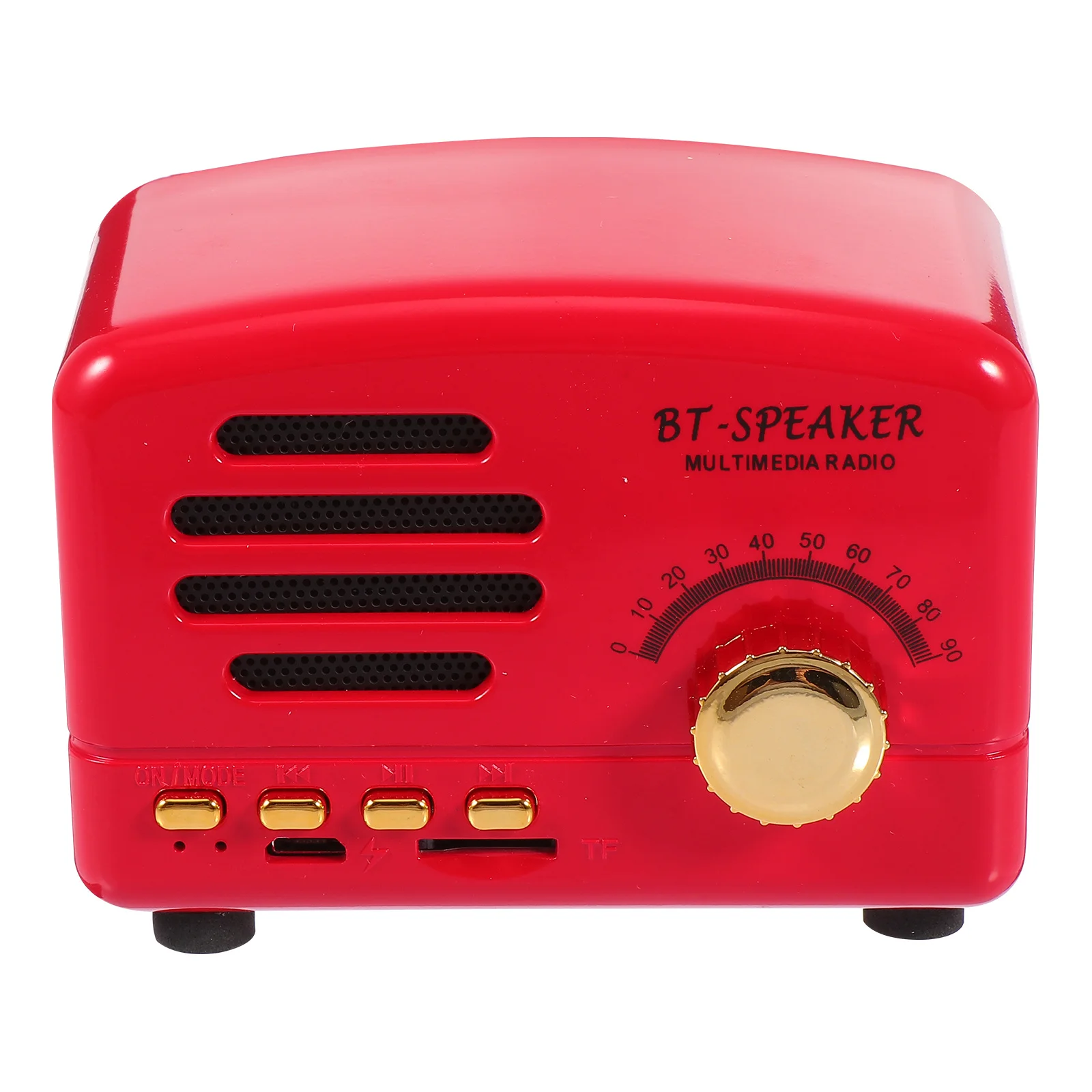 

1Pcs Speaker Retro Radio Mini Wireless Portable Music Box Red Smooth Texture Practical Gift Travel Home Office