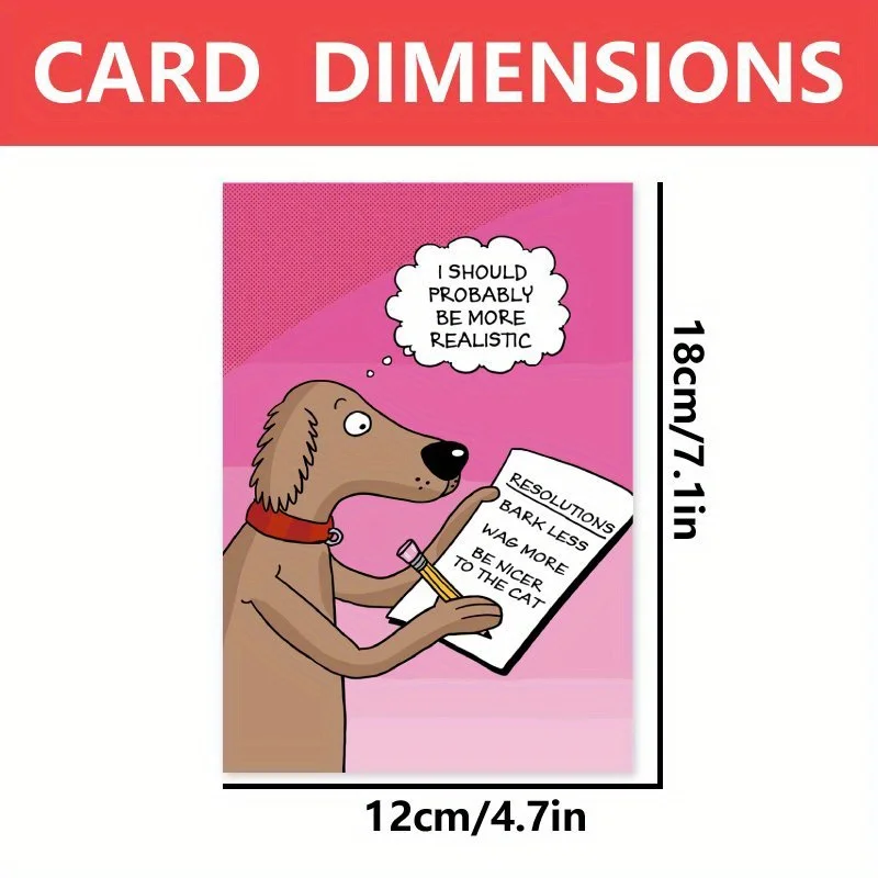 1pc, 2025 Happy New Year card, funny dog New Year card, New Year wishes card, New Year celebration party card