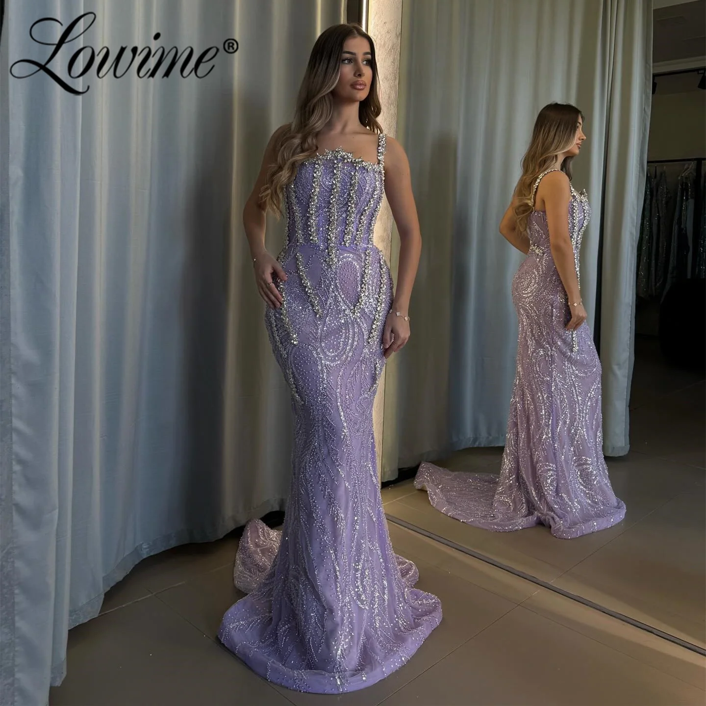 Sparkly Crystals Wedding Party Dress Arabic Women Evening Luxury Dress 2024 Mermaid Prom Dresses Sequined Abendkleider Customize